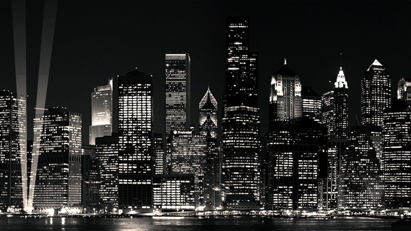 عکس شهر بزرگ با فیلتر سیاه و سفید
