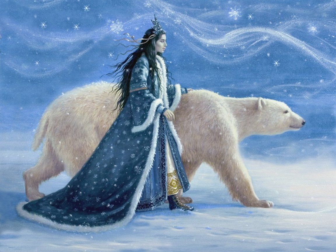 عکس گرافیکی شاهکار از ملکه برفی و خرس قطبی HD 