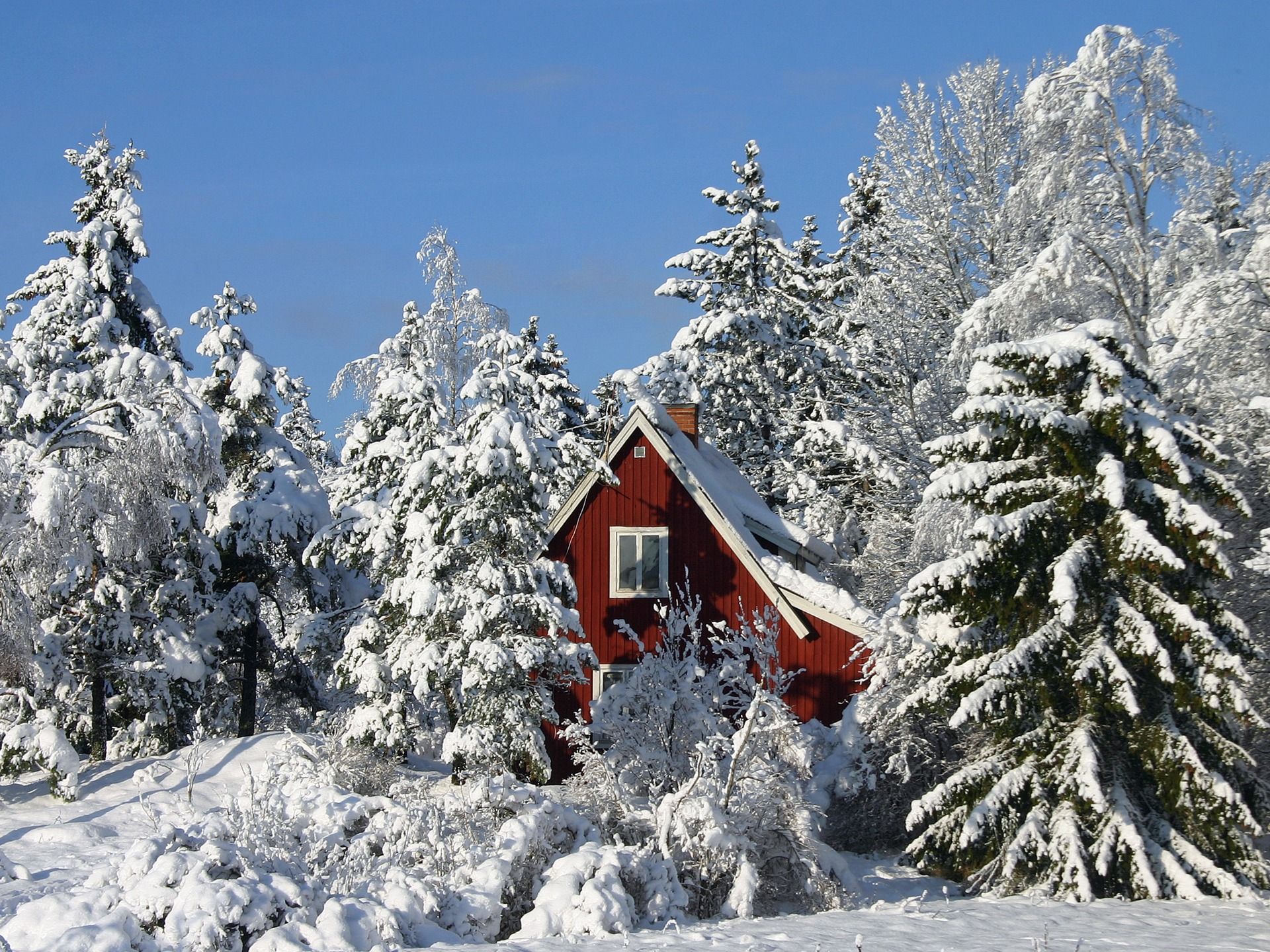 تازه ترین عکس پروفایل خانه قرمز رنگ برفی در اسکاندیناوی	