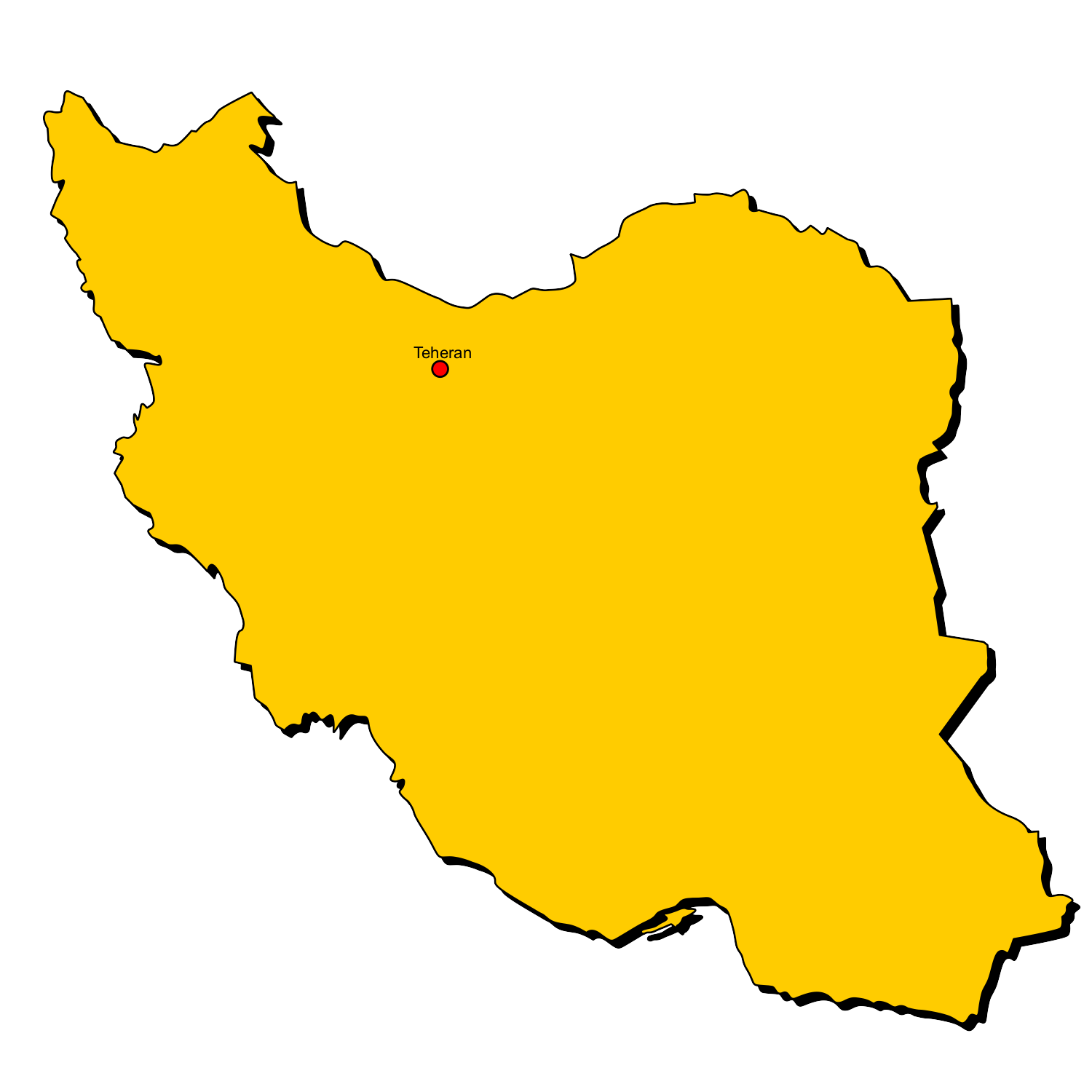 فایل خام HD از نقشه زرد رنگ ایران با مرکزیت شهر تهران