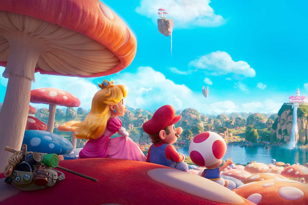 تصویر زمینه ماریو در کنار پرنسس پیچ در Super Mario Bros