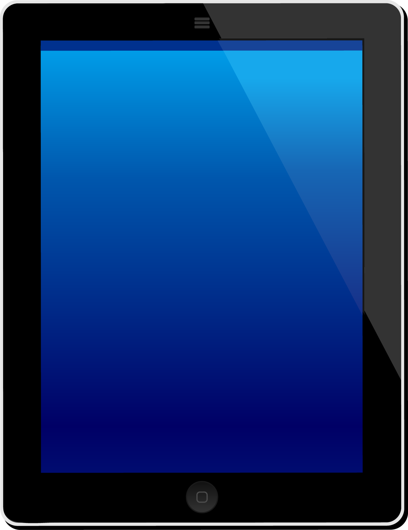 تصویر دوربری تبلت با صفحه نمایش آبی برای نوشتن متن