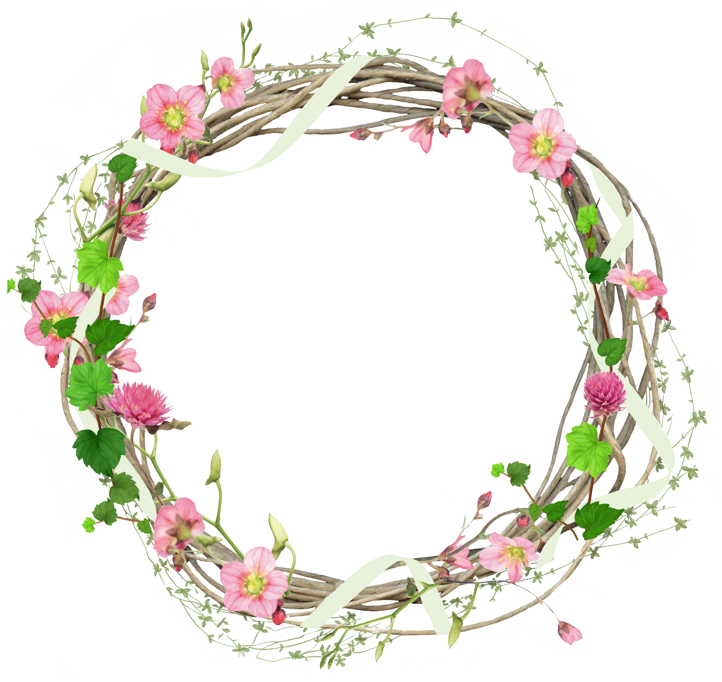عکس حلقه دایره ای گل های طبیعی برای ادیت لوگو PNG