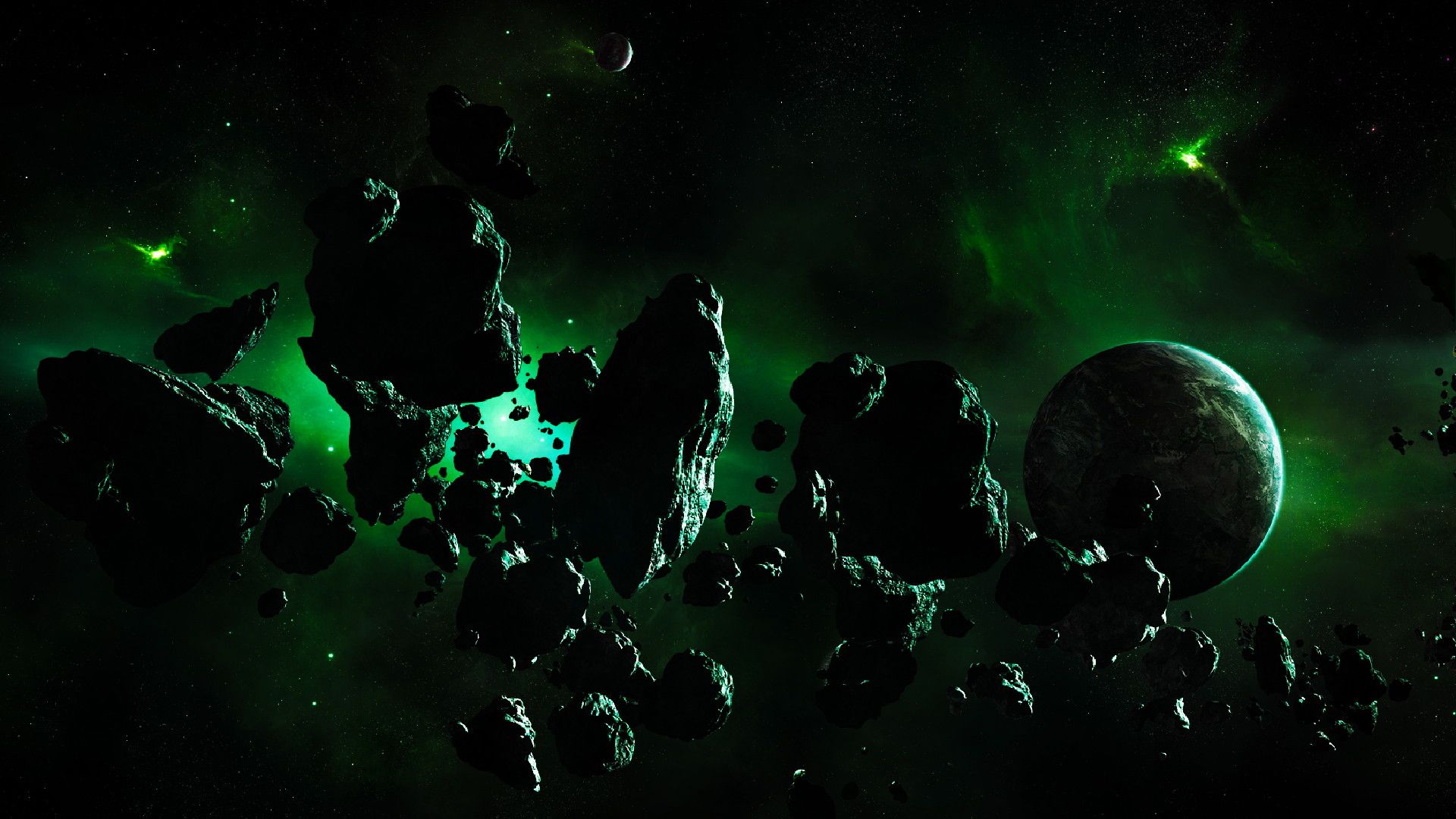 جدید ترین تصویر کمربند اصلی سیارک ها با تم سبز مشکی