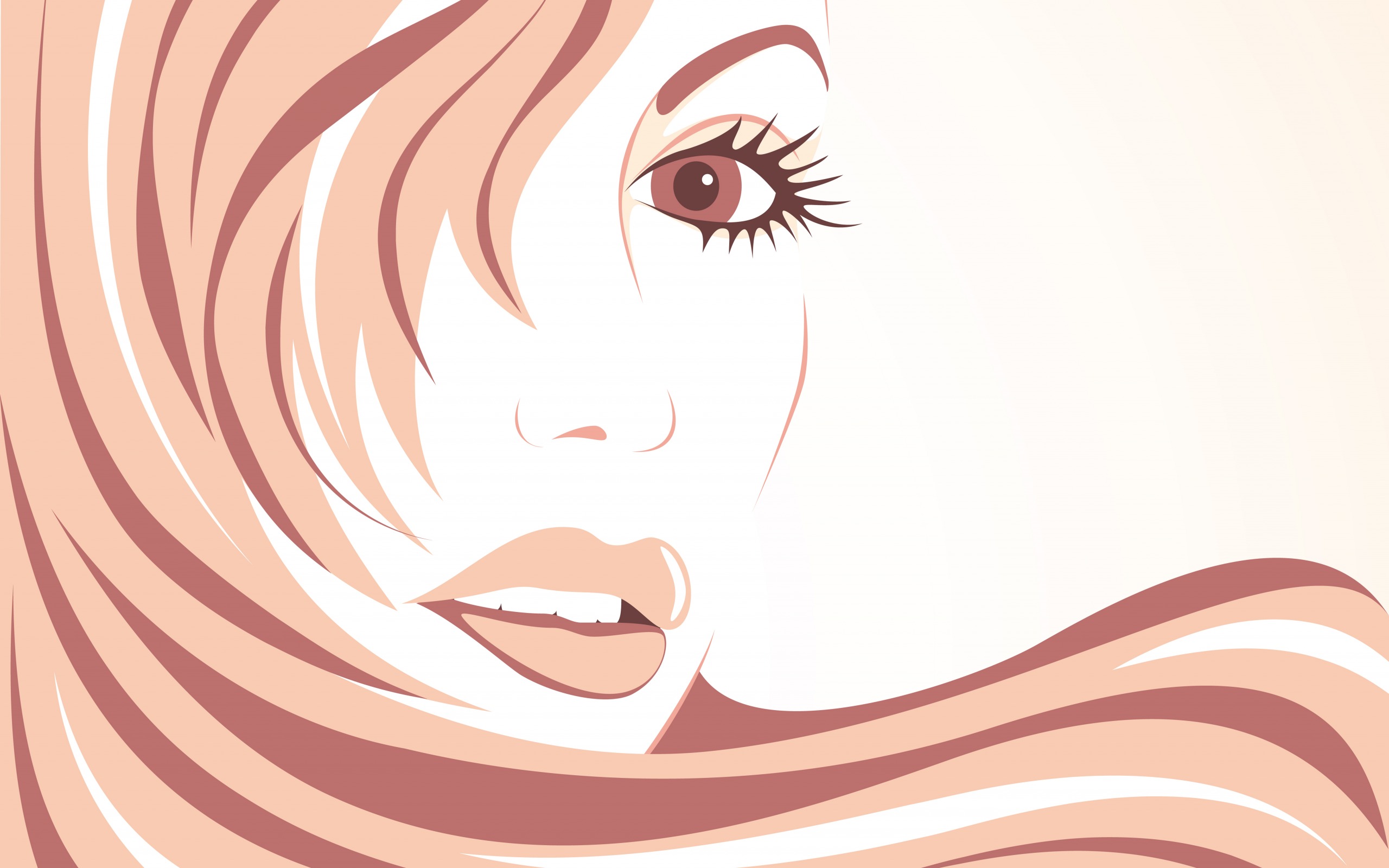 تصویر زمینه نقاشی دختر جذاب با موهای باز برای صفحه دسکتاپ