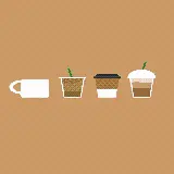 چاپ قاب موبایل و گوشی عکس فانتزی انواع نوشیدنی های قهوه با تم رنگی کرم قهوه‌ای