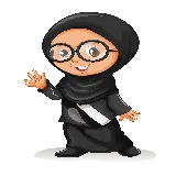 چاپ قاب موبایل و گوشی تصویر بامزه و گوگولی دست تکان دادن دختر محجبه با لباس مشکی در فرمت png 