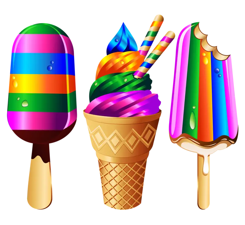 والپیپر نقاشی دیجیتالی از بستنی های رنگی و میوه ای