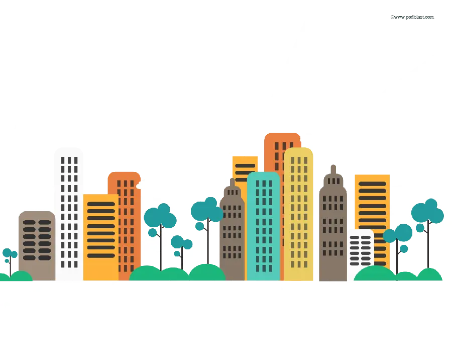 دانلود عکس نقاشی کامپیوتری شهر بزرگ و رنگی دور بری شده 