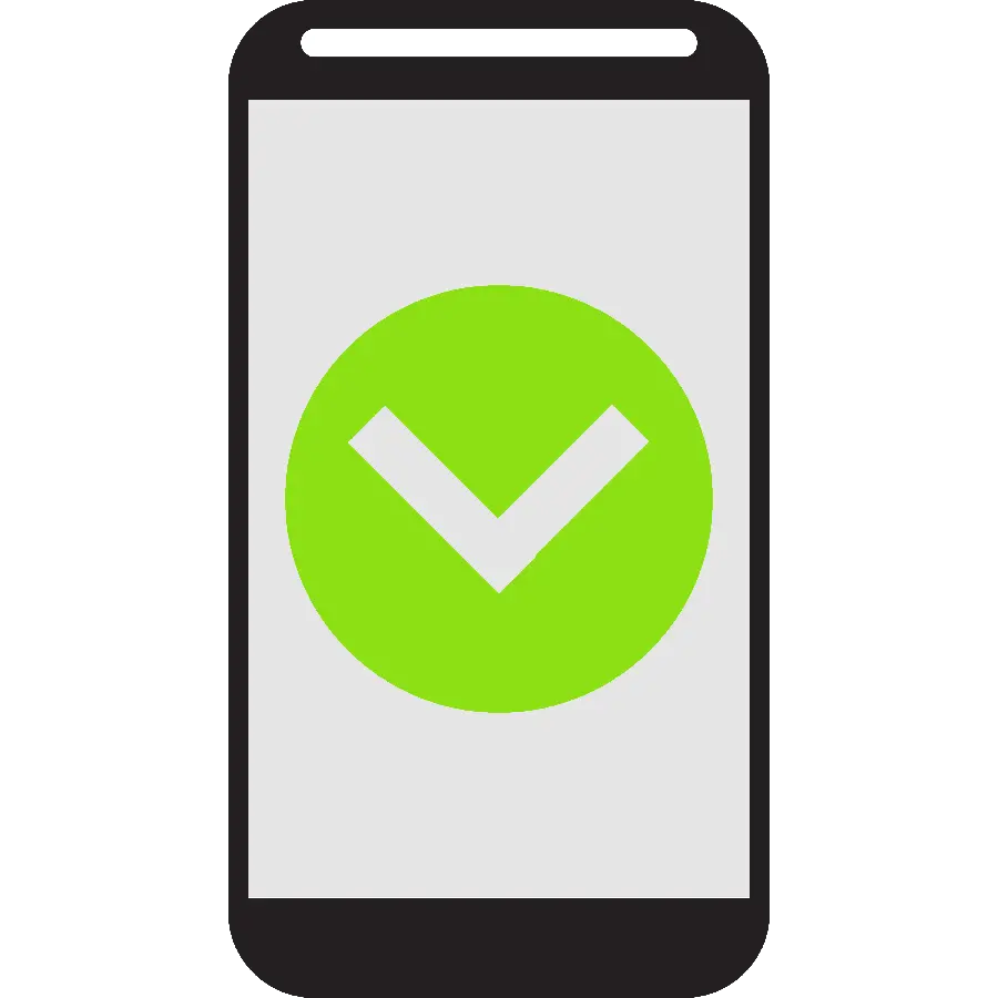 تصویر تیک سبز داخل صفحه گوشی موبایل در فرمت png
