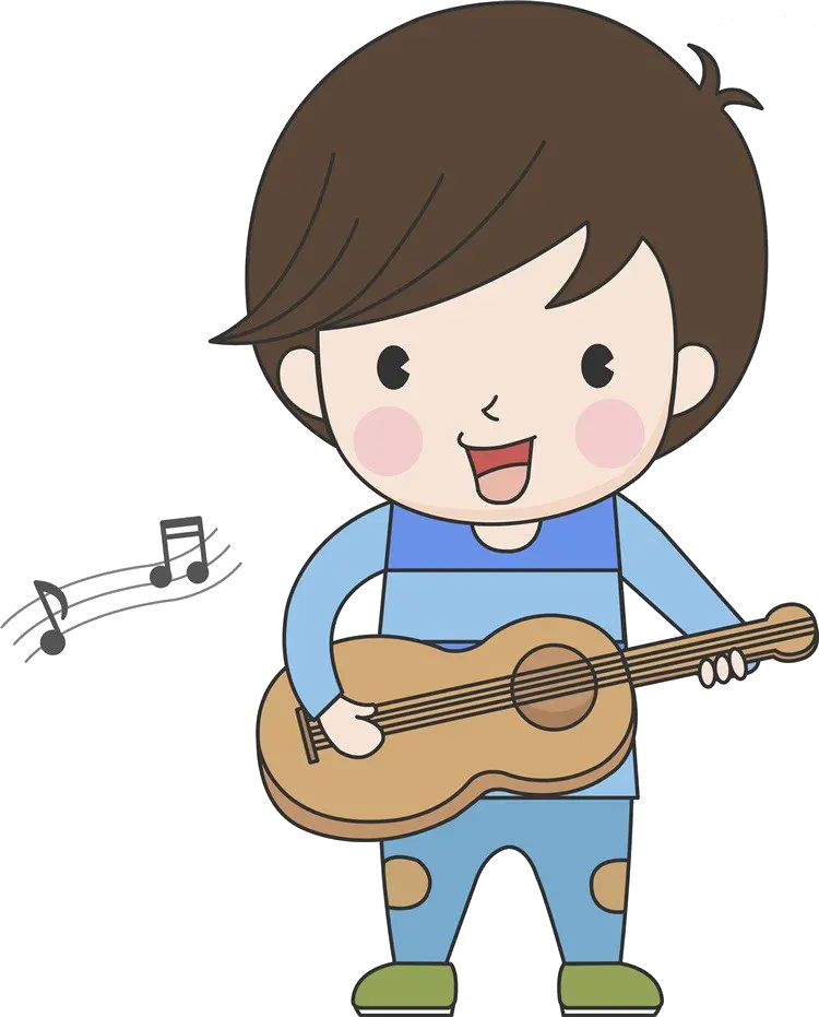 عکس PNG پسر بچه گیتاریست برای تابلوی مراکز آموزش موسیقی کودکان