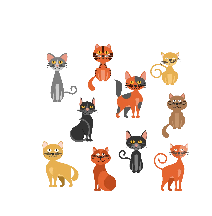 نقاشی کامپیوتری و طرح گرافیکی گربه های بامزه با فرمت PNG