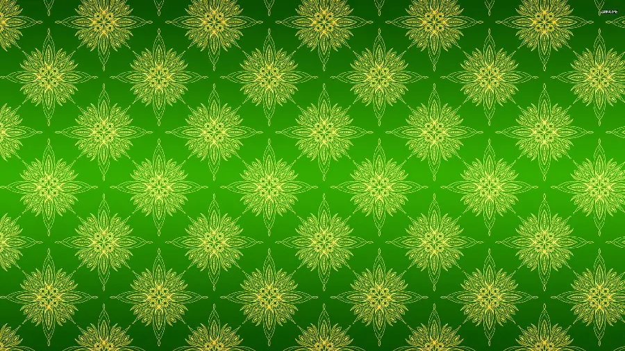 جذاب ترین بافت سبز با طرح گل های نو شکفته طلایی متصل به هم
