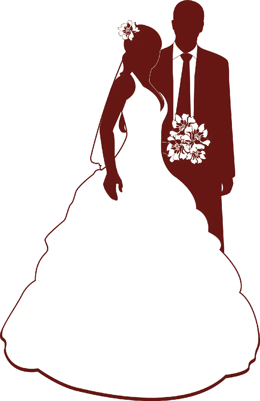 عکس بدون زمینه نقاشی عروس و داماد برای کارت عروسی با فرمت PNG
