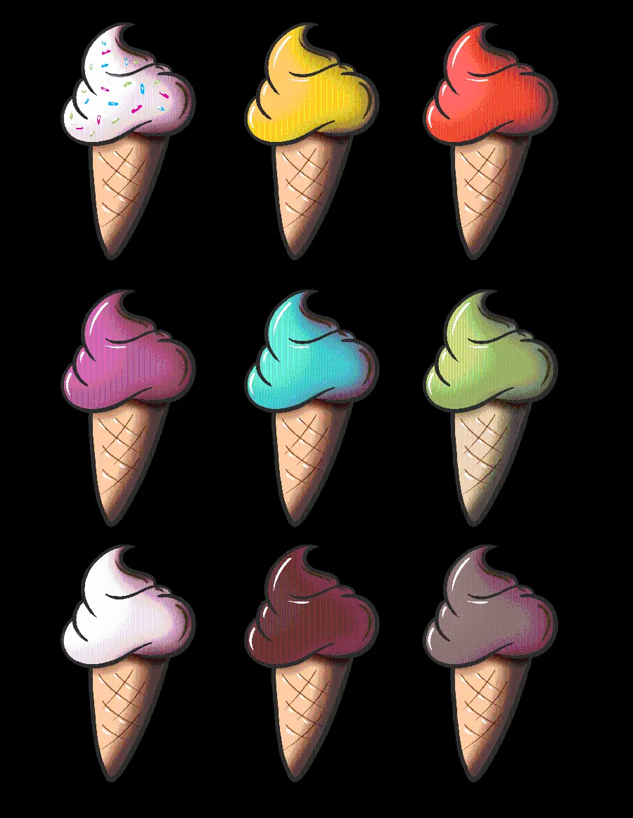 مجموعه آیکون و طرح بستنی های رنگی به صورت PNG و دوربری شده