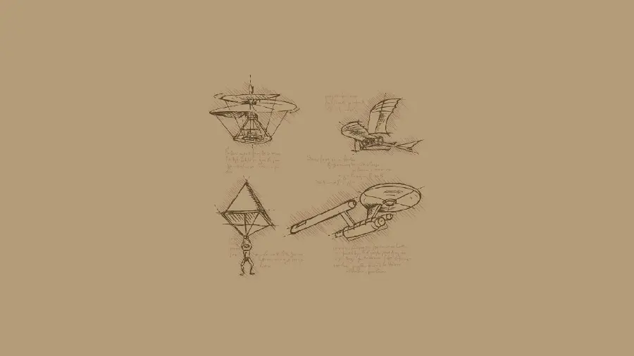 نسخه مینیاتوری چتر نجات هرون شکل لئوناردو داوینچی و ماشین پرنده از اختراعات لئوناردو داوینچی