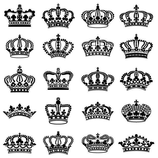 عکس طرح خالکوبی ساده تاج های پادشاهی مختلف در فرمت png