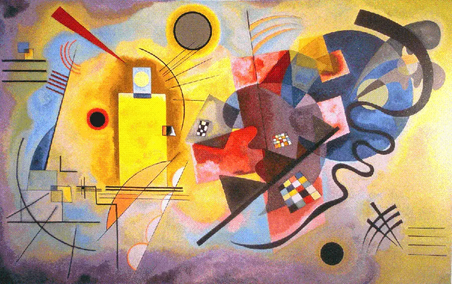 واسیلی کاندینسکی زرد و قرمز و آبی 1925 هنرمند روس یکی از پیشگامان هنر انتزاعی