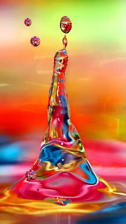 عکس زمینه انتزاعی آب روی صفحه شاد رنگارنگ برای گوشی موبایل