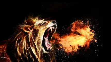 عکس استوک شیر عصبانی با نفس آتشین برای کارهای گرافیکی