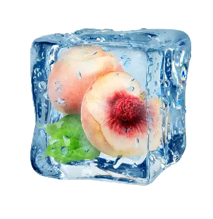  png رایگان عکس هلو درون قالب یخ مکعبی شیشه ای و شفاف