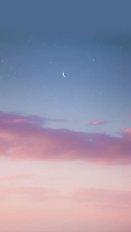 بک گراند هلال ماه در آسمان با ابرهای صورتی مناسب گوشی