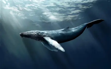دانلود عکس نهنگ کوهان دار در اعماق اقیانوس برای پس زمینه