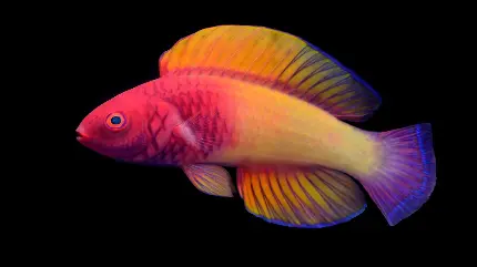 دانلود عکس ماهی رنگین کمانی کوچولو با زمینه مشکی ساده