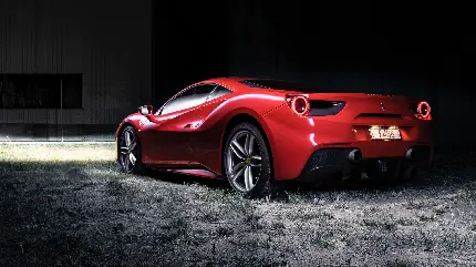 عکس فراری اسپایدر یا Ferrari 488 Spider قرمز جذاب از پشت