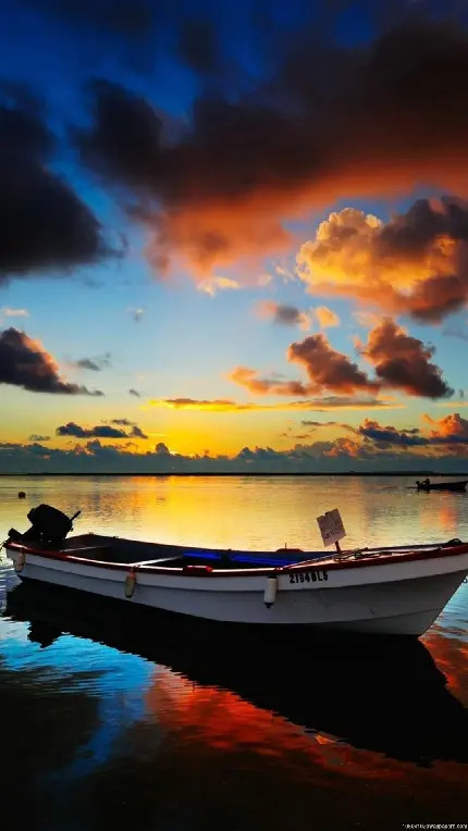 دانلود خفن ترین عکس قایق سفید موتوری هنگام غروب آفتاب