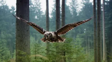 عکس قوی ترین جغد جهان در حال پرواز در جنگل های تماشایی