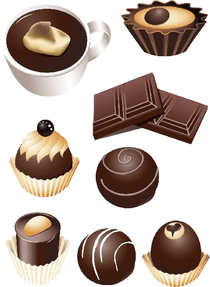 عکس بدون زمینه و فانتزی انواع مدل های مختلف شکلات برای فتوشاپ