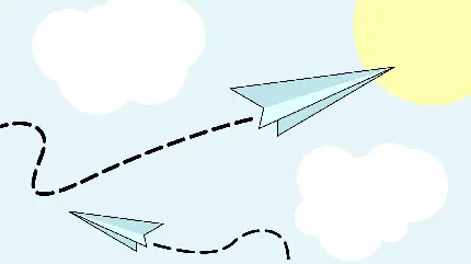 بک گراند full hd کیوت و قشنگ با نقاشی هواپیما کاغذی در آسمان