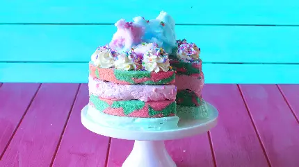 عکس مدل لاکچری و جدید قشنگ کیک بستنی چند لایه خامه ای رنگارنگ