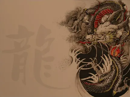 عکس زمینه اژدهای ژاپنی یک موجود افسانه‌ای زیبا 1402
