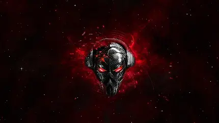 عکس جمجمه ترسناک آهنی در کهکشان قرمز پرستاره با وضوح عالی