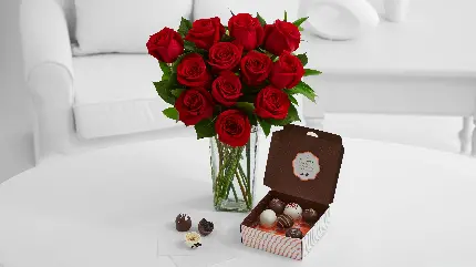 عکس دسته گل رز قرمز عاشقانه ایده برای کادو ولنتاین