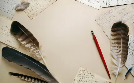 تصویر زمینه قلم و کاغذ برای نوشتن متن خفن عاشقانه و احساسی 