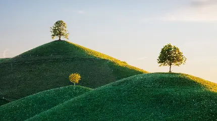 دانلود عکس بسیار زیبا از منظره سه تا کوه جالب و سبز ۱۴۰۲