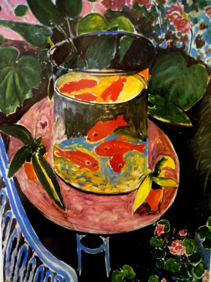 دانلود عکس نقاشی ماهی های قرمز در تنگ سبک فوویسم