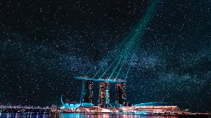 خوشگل ترین بک گراند برج های بلند در شب پرستاره کشور سنگاپور
