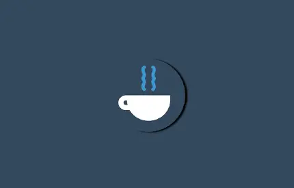 تصویر فانتزی فنجان قهوه مینیمال داغ در زمینه آبی برای لپ تاپ