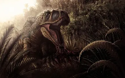 تصویر نعره وحشتناک دایناسور تیرانوسوروس رکس بسیار معروف 
