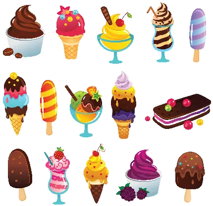 تصویر زمینه از بستنی های خوشمزه و متنوع میوه ای و کیک بستنی