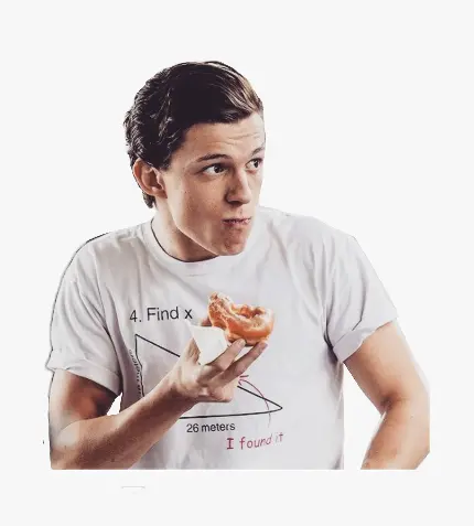 بامزه ترین عکس تام هالند بازیگر انگلیسی معروف نقش مرد عنکبوتی درحال غذا خوردن 