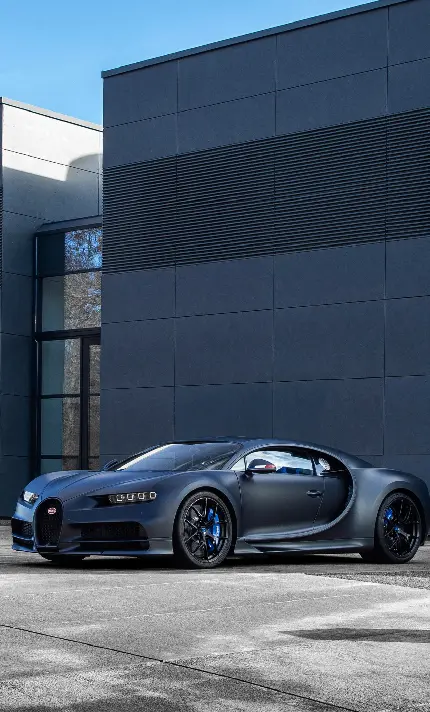 چاپ پوستر بک گراند شگفت انگیز ماشین بوگاتی یا Bugatti با بدنه مات مشکی