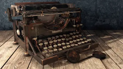 عکسی از ماشین تحریر قدیمی  رنگ طلایی با کلید های جداگانه 