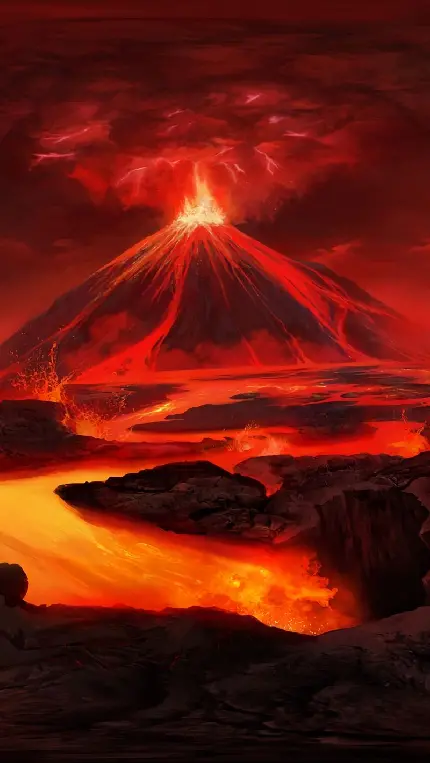 جذاب ترین والپیپر گدازه های آتشفشانی در حال فوران از کوه
