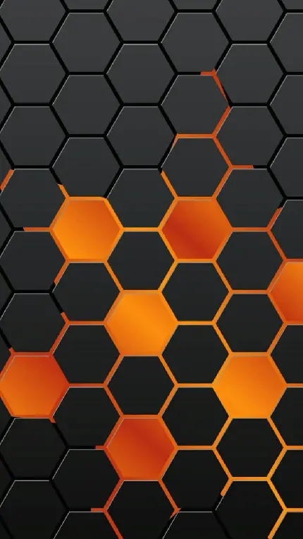 عکس مشکی لانه زنبوری با طرح های 6 ضلعی نارنجی پرتقالی