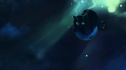 دانلود عکس گربه سیاه کارتونی و فانتزی با چشمان سبز برای کامپیوتر